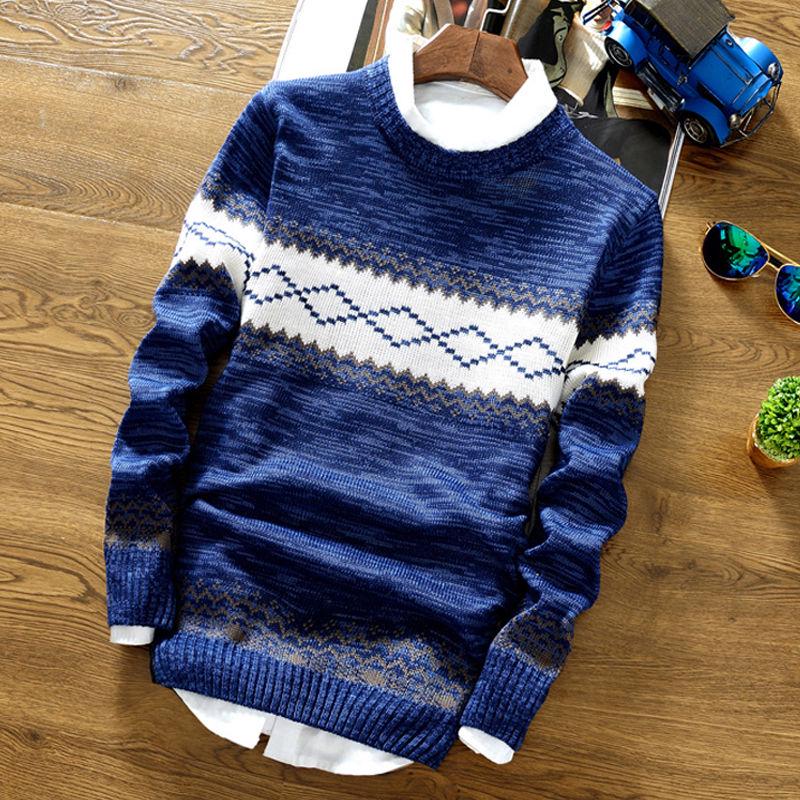 Knitted Man Sweater Stripe Men Casual Cotton Autumn Mens Sweaters Keep Warm Winter Pull Homme