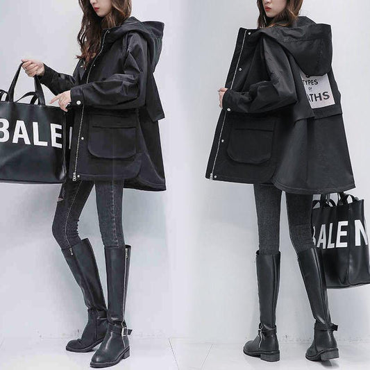 Cotton Mid-length Winter Section Korean BF Wind Tooling Hooded Parka Jacket Casual Simple Top