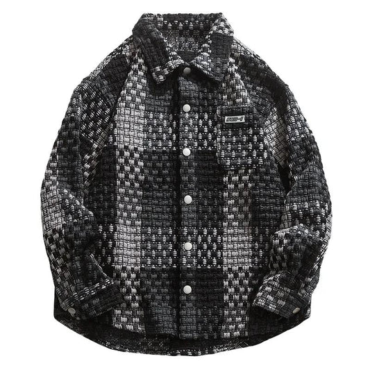 Autumn Men's Plaid Jacket Spring and Autumn All-match Jacket Couple Loose Casual Top
