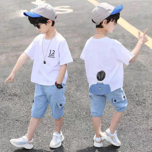 Two-piece Suit Children's Clothing Boys Summer Suit Korean Handsome Children's Short-sleeved Children's Sports Boys