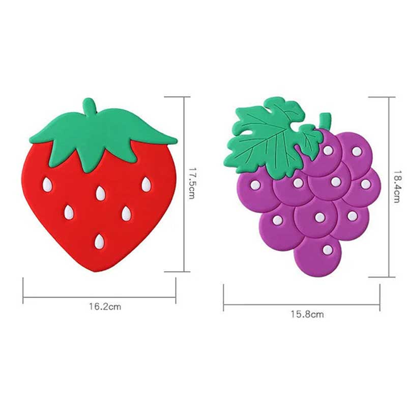 2pcs Cartoon Fruit Cute Table Mat Silicone Mat Non-slip Anti-scalding Coaster