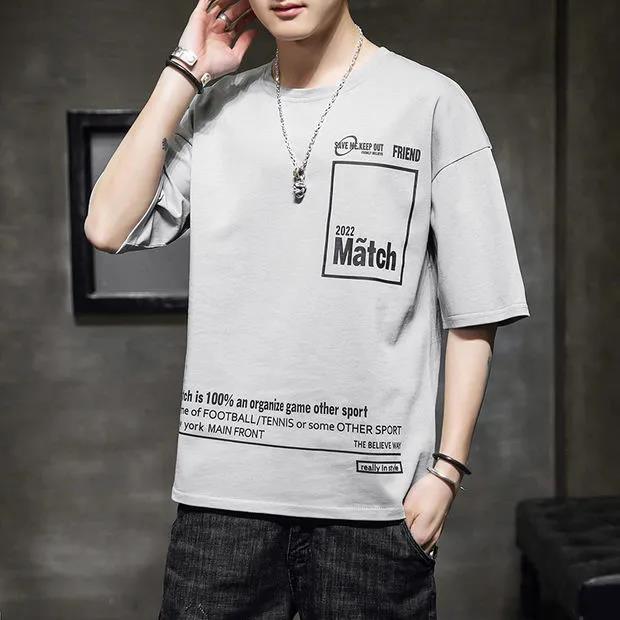 Men's Short-sleeved T-shirt Summer Loose Round Neck T-shirt All-match Top