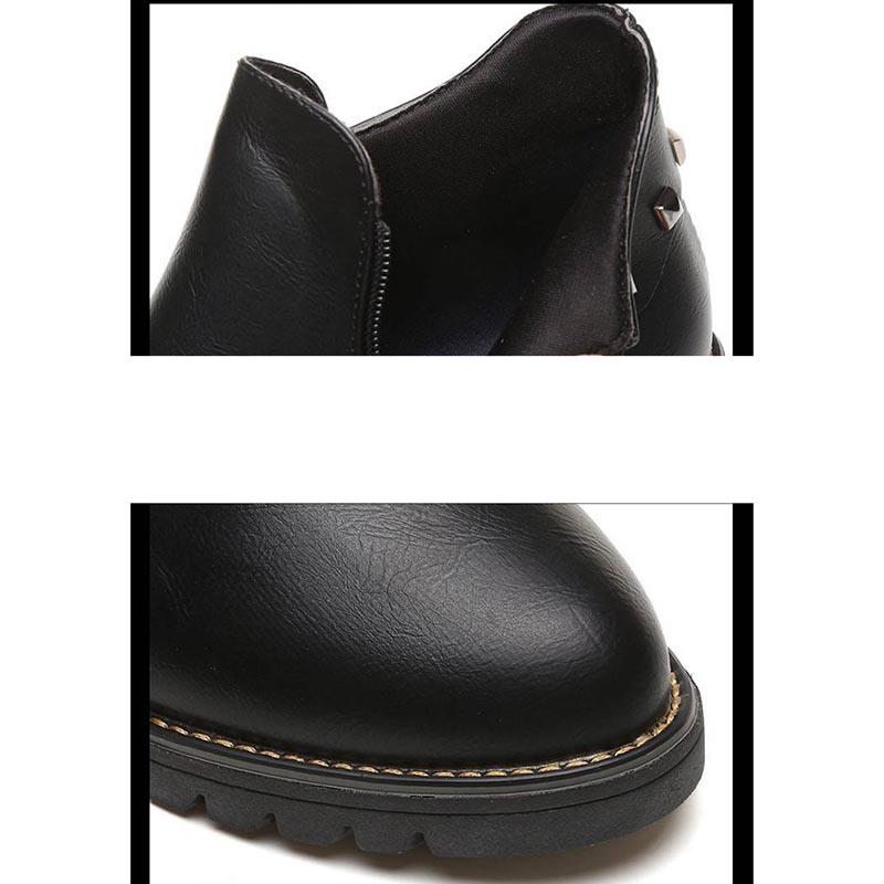 Leather Simple Vintage Winter High Boots Women Footwear Shoes Woman Chelsea Boots Women