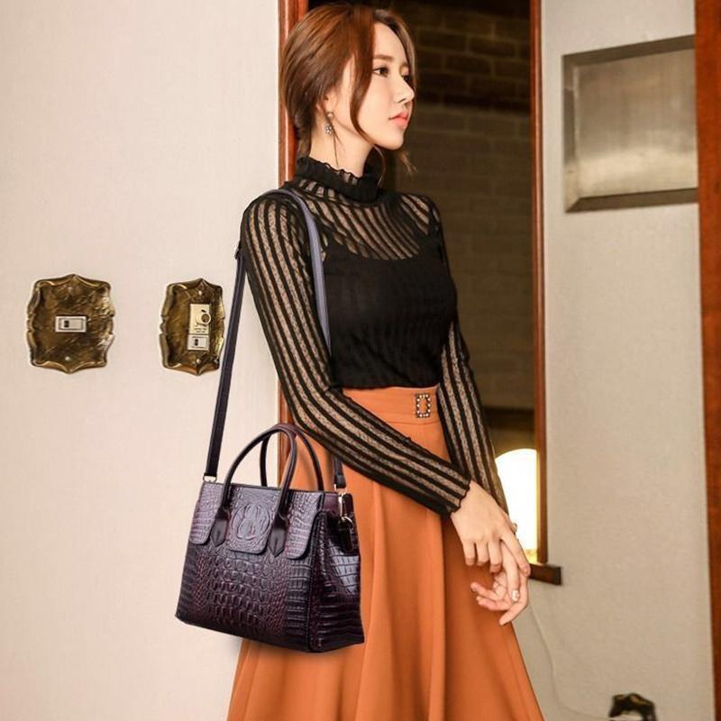 PU Leather Handbags Crossbody Bags for Women Shoulder Bag Crocodile Pattern Bag