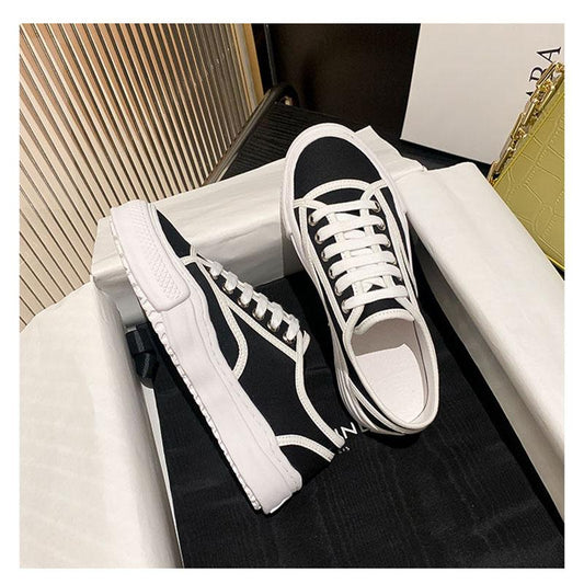 Women's Shoes Influx of Students Korean Version of The Single Thick-soled Casual Board Shoes Canvas Shoes Women's White Shoes