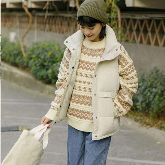 Autumn Winter Women Fashion Sweater Casual Knitting Sweater Jacquard Round Neck Pullovers Loose Casual Long Sleeve Sweater