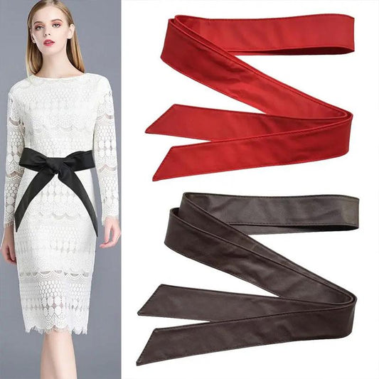 2.5/4cm Width Bow Tie Belt Waist Rope Thin Fur Belt PU Leather Belt Women's Wide Coat Leather Belt Dress Belt