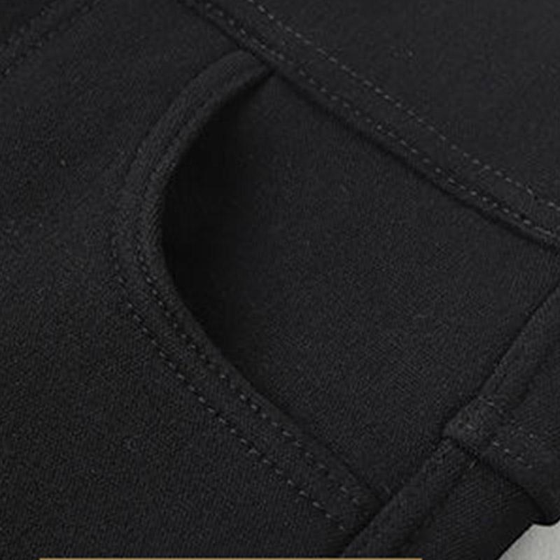 2pcs Winter High Waist Black All-match Black Pencil Pants with Small Feet Korean Fashion Cotton Pants Plus Velvet Thickening Base