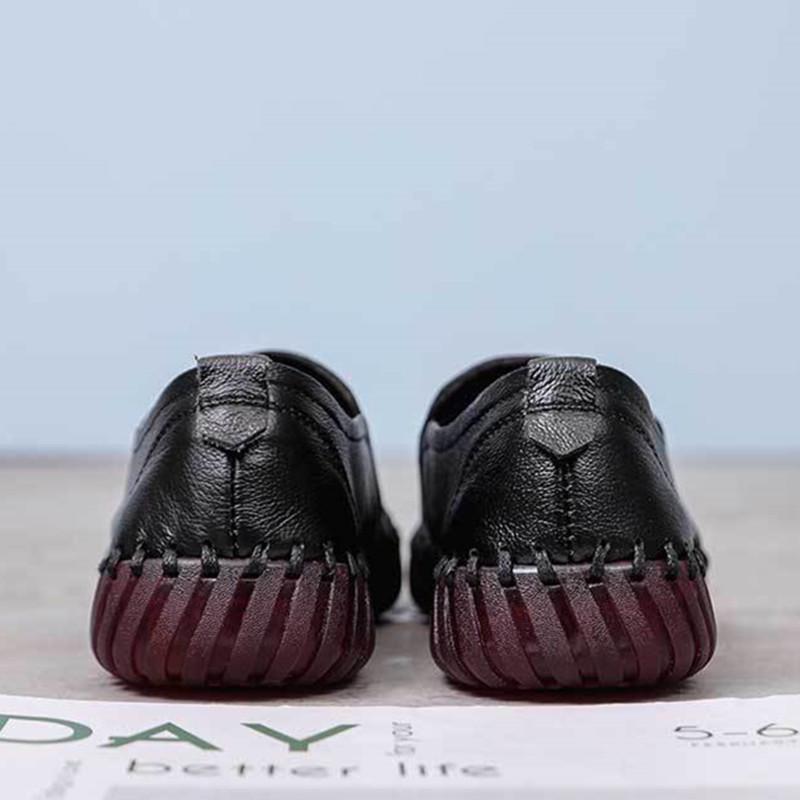 Comfortable Shoes Women Single Shoes Leather Mother Shoes Flat Slip On Shoes Non-slip Moccasins