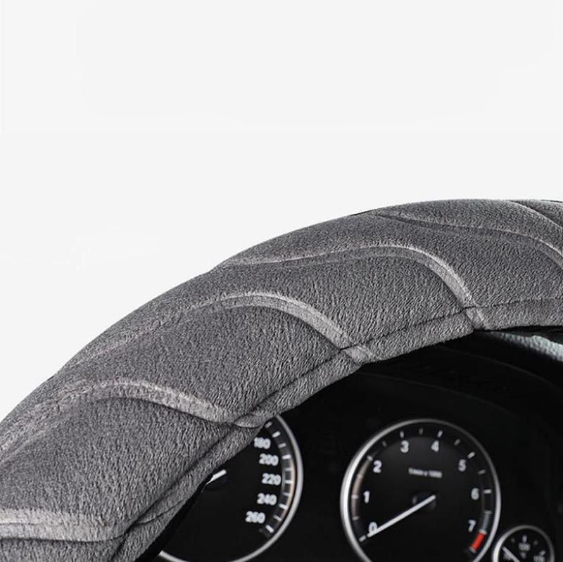 Winter Plush Car Steering Wheel Cover Non-slip Thermal Insulation Elastic Embossed Handle Cover Family Car SUV Truck Interior