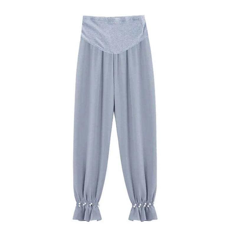 Maternity Pants Adjustable Belly Lift Pants Summer Chiffon Casual Pants Loose Fashion Pants for Pregnant Women