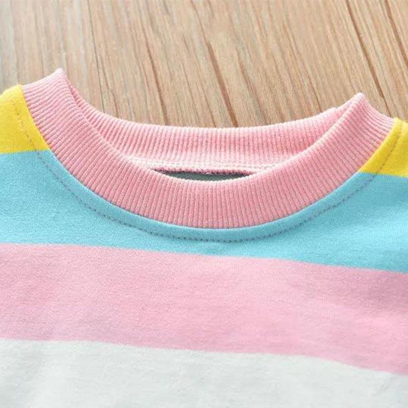 Two-piece Suit Girls Rainbow Suit Spring Autumn Children's All-match Jacket Casual Pants