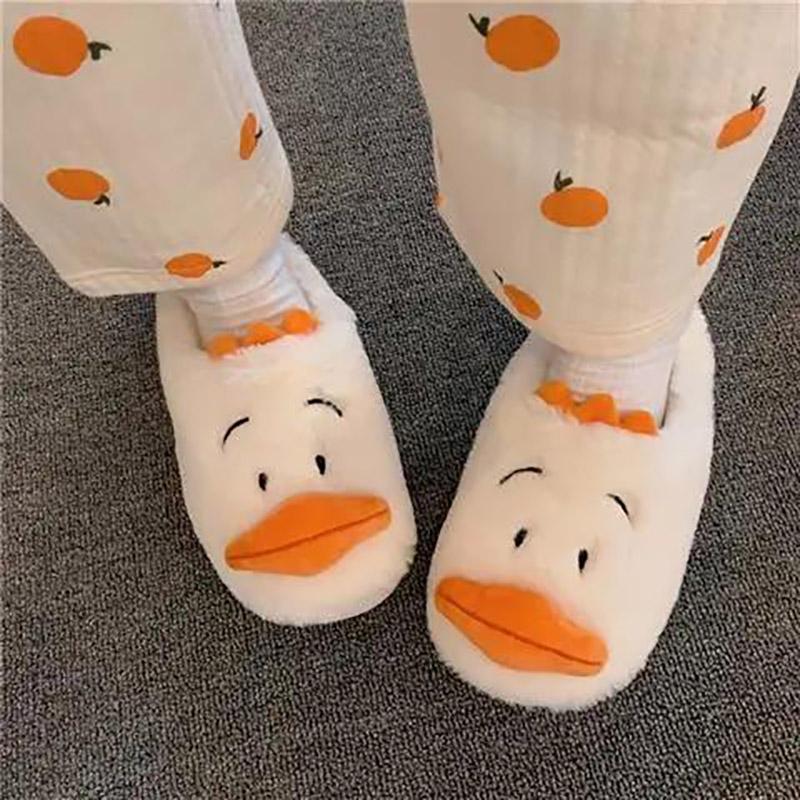 Cute Duckling Cotton Slippers To Keep Warm Autumn and Winter Flat Shoes Indoor Non-slip Cotton Shoes Soft Shoes