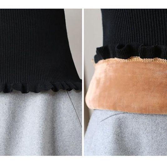 Autumn and Winter Plus Velvet Thick Warm Women's Sweater Fashion Slim Round Neck Pullover Long Sleeve Sweater Elegant Noble Women's Top