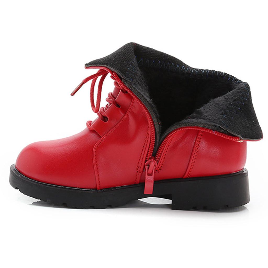 Children's baby girl leisure princess single leather boots shoes plus velvet