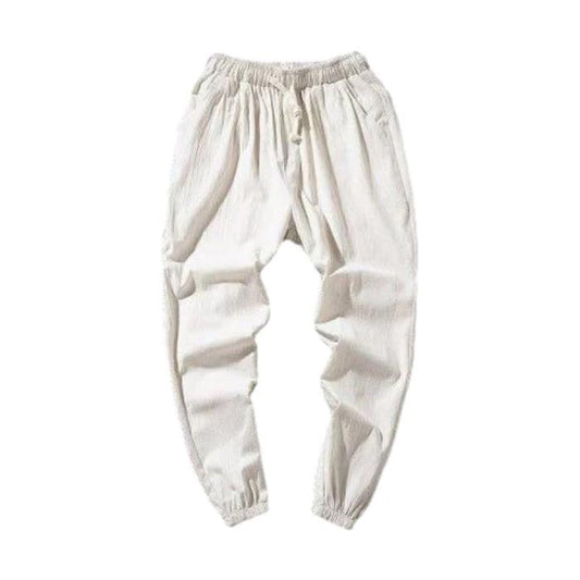 Linen Pants Men's Summer Thin Linen Cropped Trousers Solid Color All-match Beam Pants Handsome Cotton and Linen Casual Pants
