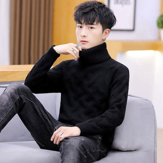 Autumn and Winter Men's Slim Turtleneck Sweater Thickening Trend Youth Sweater