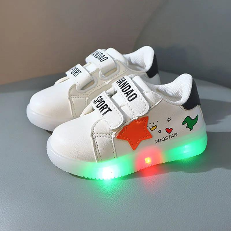 Children's Light Shoes Baby Shoes Spring and Autumn Boys' and Girls' Small White Shoes Anti-skid Middle and Small Children's Sports Walking Shoes