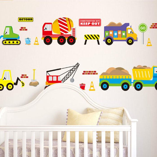 Cartoon toy car children's room removable green wall sticker self- adhesive