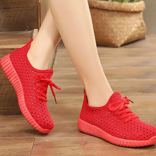 Cloth Shoes Women's Mesh Shoes Breathable Leisure Sports Low-top Non-slip Running Shoes
