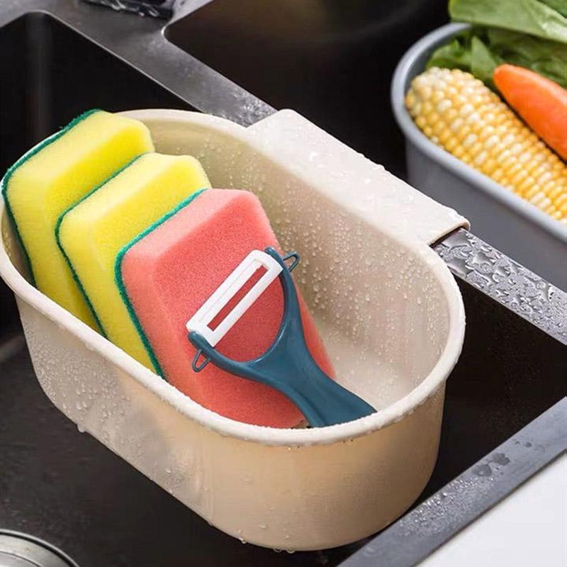 Hangable Kitchen Sink Drain Basket Filter Basket Plastic Washing Basket Fruit and Vegetable Drain Basket Kitchen Basket Refrigerator