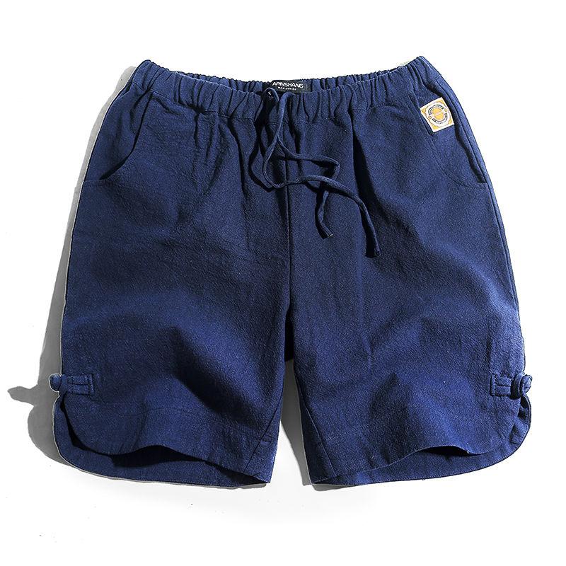 Cotton and Linen Five-point Pants Men's Retro Linen Loose Sports Beach Shorts Youth Pants