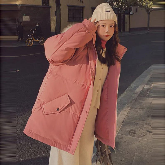 Down Padded Jacket Women's Winter Short Thick Padded Coat Loose Bread Coat Student Korean Style Padded Jacket