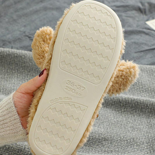 Winter Cotton Slippers for Men and Women with Indoor Non-slip Cute Thick Bottom Couple Plush Warm Slippers