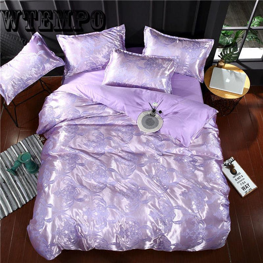 urope Palace Satin Bedding Set Luxury Jacquard Silk Cotton Duvet Cover Bed Sheet Pillowcases