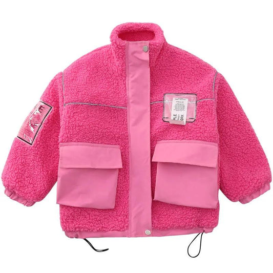 Girls' Jackets Autumn and Winter Clothing Plus Velvet Thickening Warm Jacket