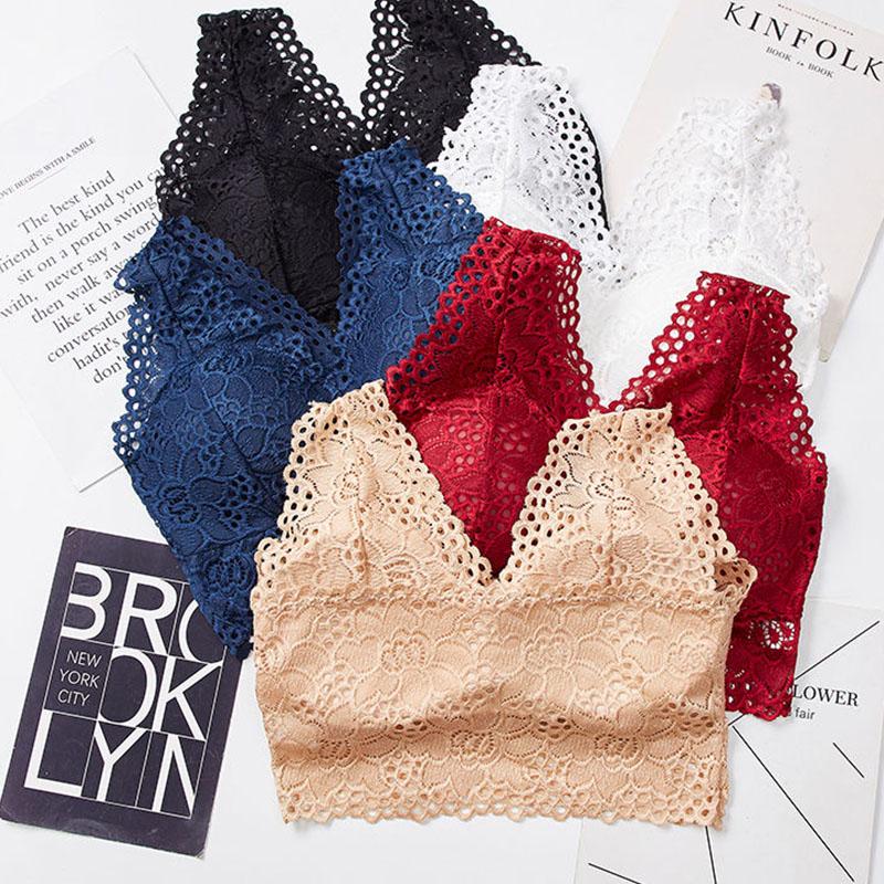 Ladies Spring and Summer Sexy Lace Sleep Underwear Beauty Back Tube Top No Steel Ring Anti-glare Comfortable Breathable Mid-length Bra
