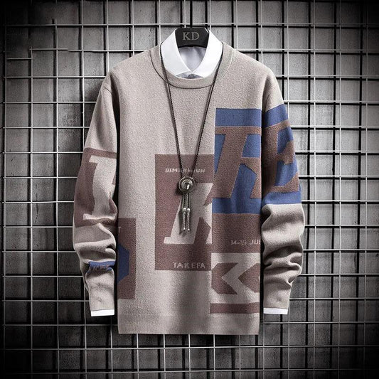 Autumn and Winter Round Neck Sweater Trend Bottoming Sweater Thick Personality Sweater Suitable for Students and Young Men