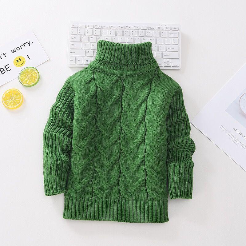 Autumn Winter Children's Sweaters Boys' Round Neck Sweaters Girls' Thickened Bottoming Pullovers Baby Turtleneck Sweaters
