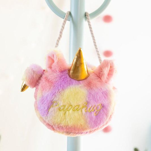 Lovely Unicorn Plush Single Shoulder Bag Soft Girl Satchel Cartoon Plush Doll Bag Cute Children's Toy Storage Bag