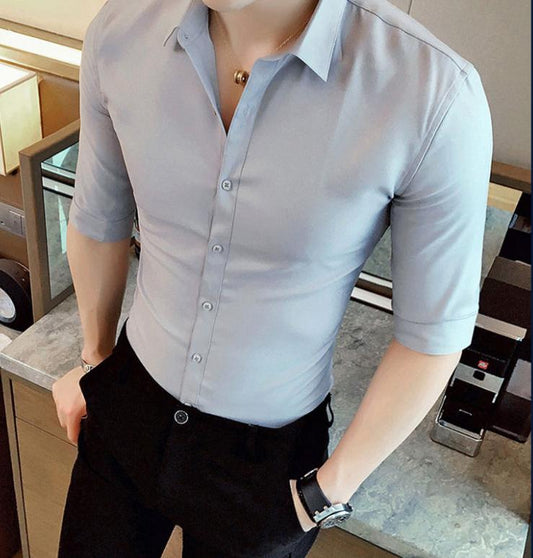 Men's Korean Style Summer Thin Trend Casual Shirt Youth Fashion Long-sleeved Shirt