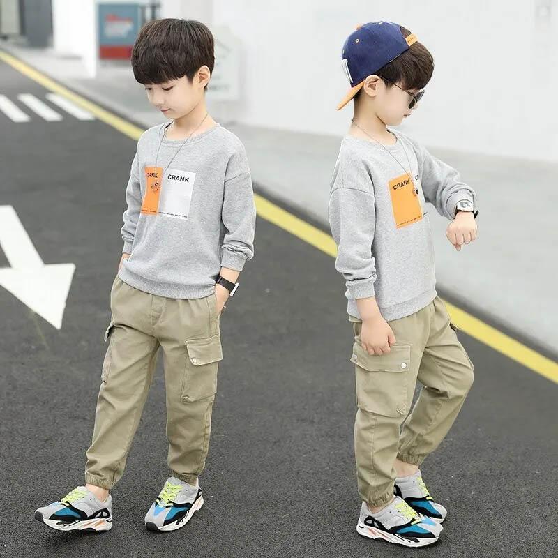 Children's Clothing Boys Spring and Autumn Long Sleeve Suits Children's Thin Shirts Overalls Fashionable Cool Comfortable Casual Suits