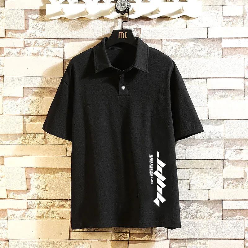 Summer Shirt Men's Short-sleeved T-shirt Students All-match Tide Lapel Loose Top