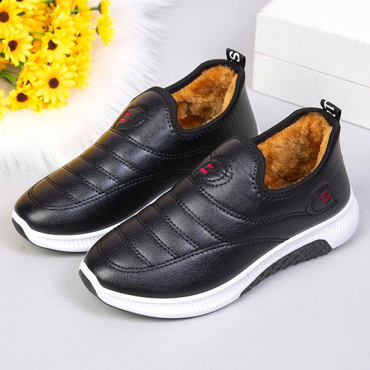 Winter Cotton Shoes Women's Waterproof Plus Velvet Mother Shoes Flat Non-slip Warm Middle-aged and Elderly Short Boots