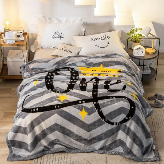 Raschel Fabric Blanket Winter Double Thicken Blanket Coral Fleece Single Double Bed Single Flannel Blanket Velvet Quilt