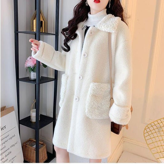 Sexy Slim-fit Urban Fashion Women's Windbreaker Winter Looks Thin In The Long Section of Imitation Mink Velvet Plus Size Warm Jacket