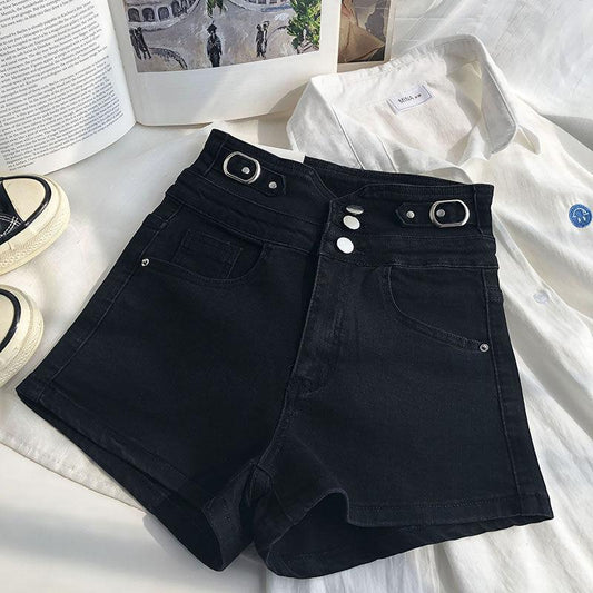 Women's Summer High Waist Single Breasted All-match Large Size Denim Straight Pants