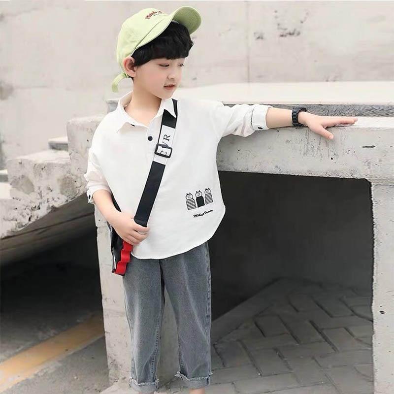 Children's Clothing Boys Spring and Autumn Suits Children's Casual Sports Cool Long Sleeve Shirts and Jeans Two-piece Sets
