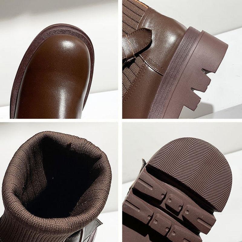 Spring and Autumn Elastic Boots Women's Socks Boots Thick Martin Boots British Style Chelsea Boots Single Boots