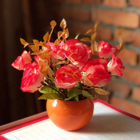 Home Furnishing Living Room Bedroom Furnishing Hotel Restaurant Decoration Floral Art Artificial Flower Ceramic Set Fake Flower Potted Plant