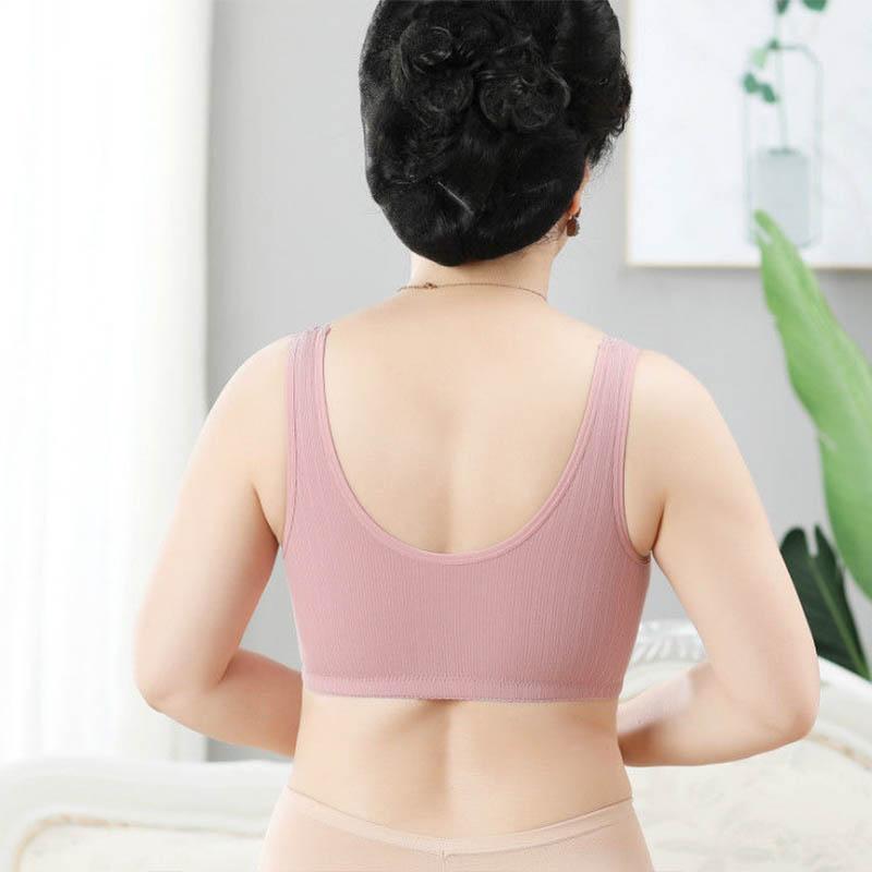 Female Pure Cotton Front Button Thin Gathering Comfortable Vest No Steel Ring Breathable Lightweight Full Cup Bra
