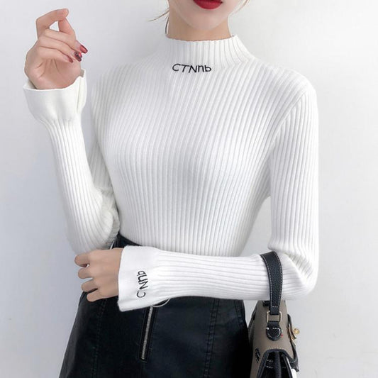 Half High Neck Women's Sweater Loose Pullover Fashion All-match Pullover Sweater