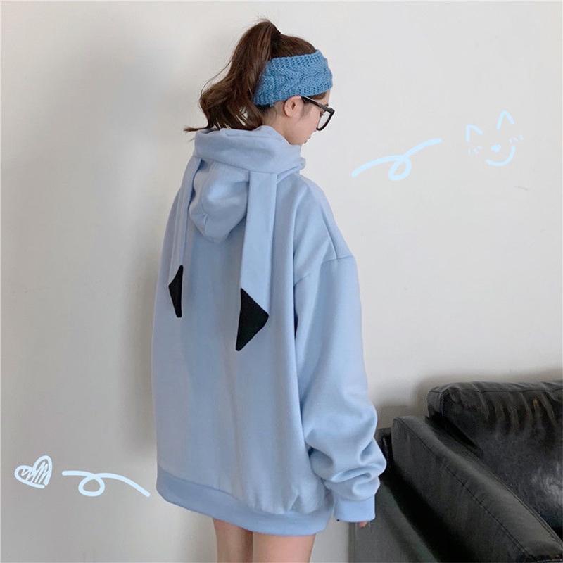 Thin Velvet Models with Different Personalities Niche Girlfriends OutfitFour Sisters Outfit Party Party Hooded Ear Sweater