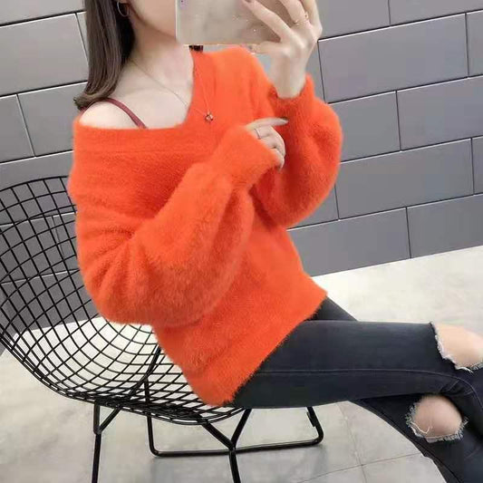 High Quality Fashion Women's Sweater Winter Loose Lazy Pullover Thick Base Sweater Waterproof Mink Velvet Women's Coat