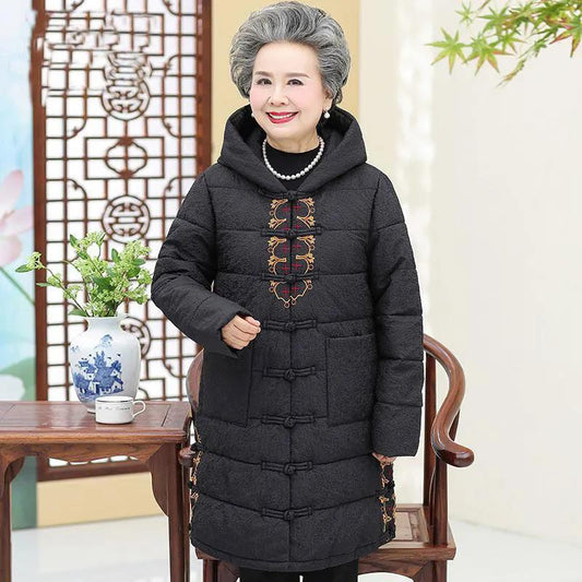 Mother's Winter Coat Thick Padded Jacket Mid-length Middle-aged and Elderly Large Size Cotton-padded Jacket Women's Down Padded Jacket