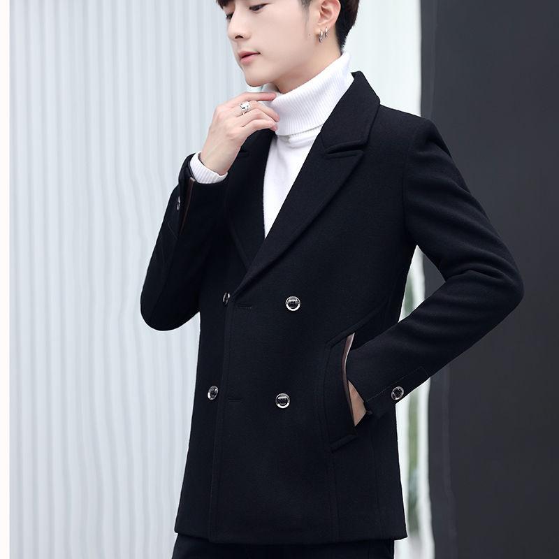 Men's Winter Windbreaker Men's Short Thick Plus Woolen Coat Coat Slim Korean Youth